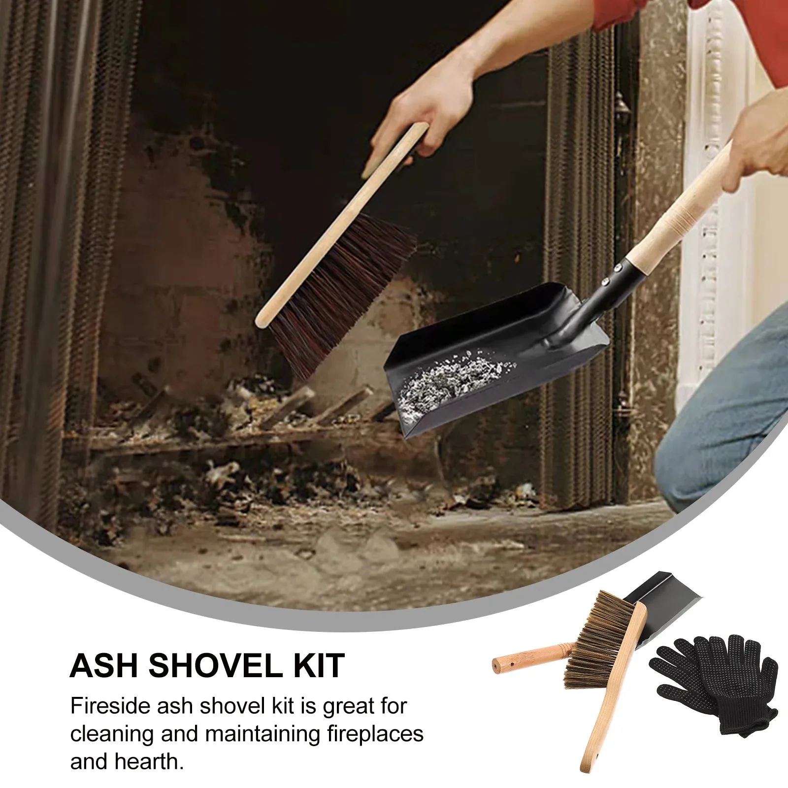 Cleaning Gloves Gloves Hearth Brush Set Fireplace Cleaning Brush Stove Coals Hearth Cleaning Kit Grill BBQ Glove