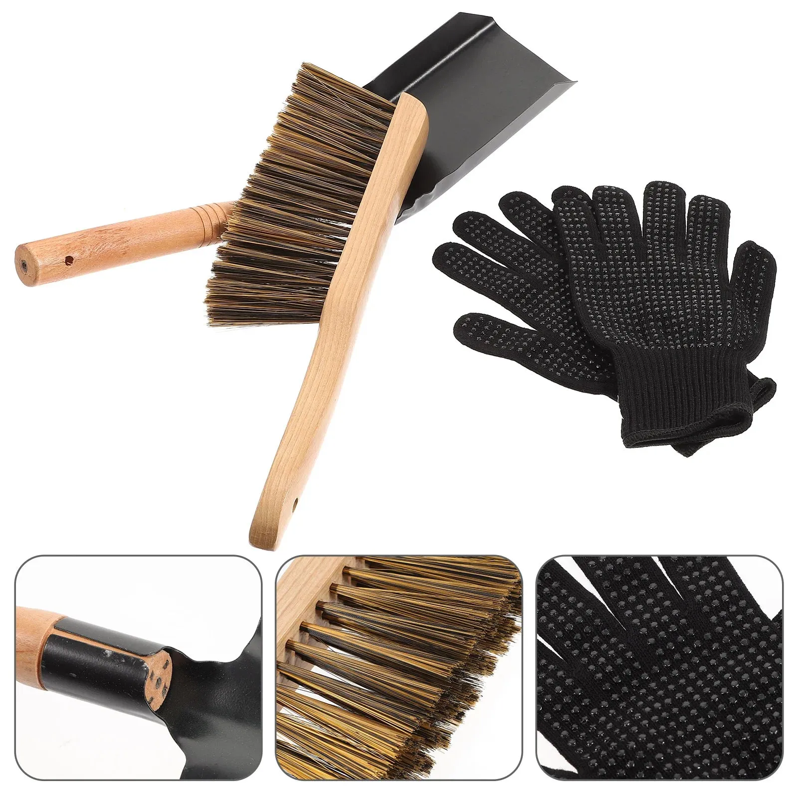 Cleaning Gloves Gloves Hearth Brush Set Fireplace Cleaning Brush Stove Coals Hearth Cleaning Kit Grill BBQ Glove