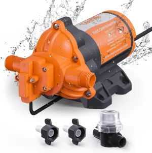 Cleartide DC Diaphragm Water Pump, 12V, 3.3 GPM, 50 PSI, Self-Priming 10FT, Self-Diagnosis & Dry-Run Protection, Built-In Pressure Switch, Water Pressure Booster Pump for RV/Camper/Marine/Outdoor