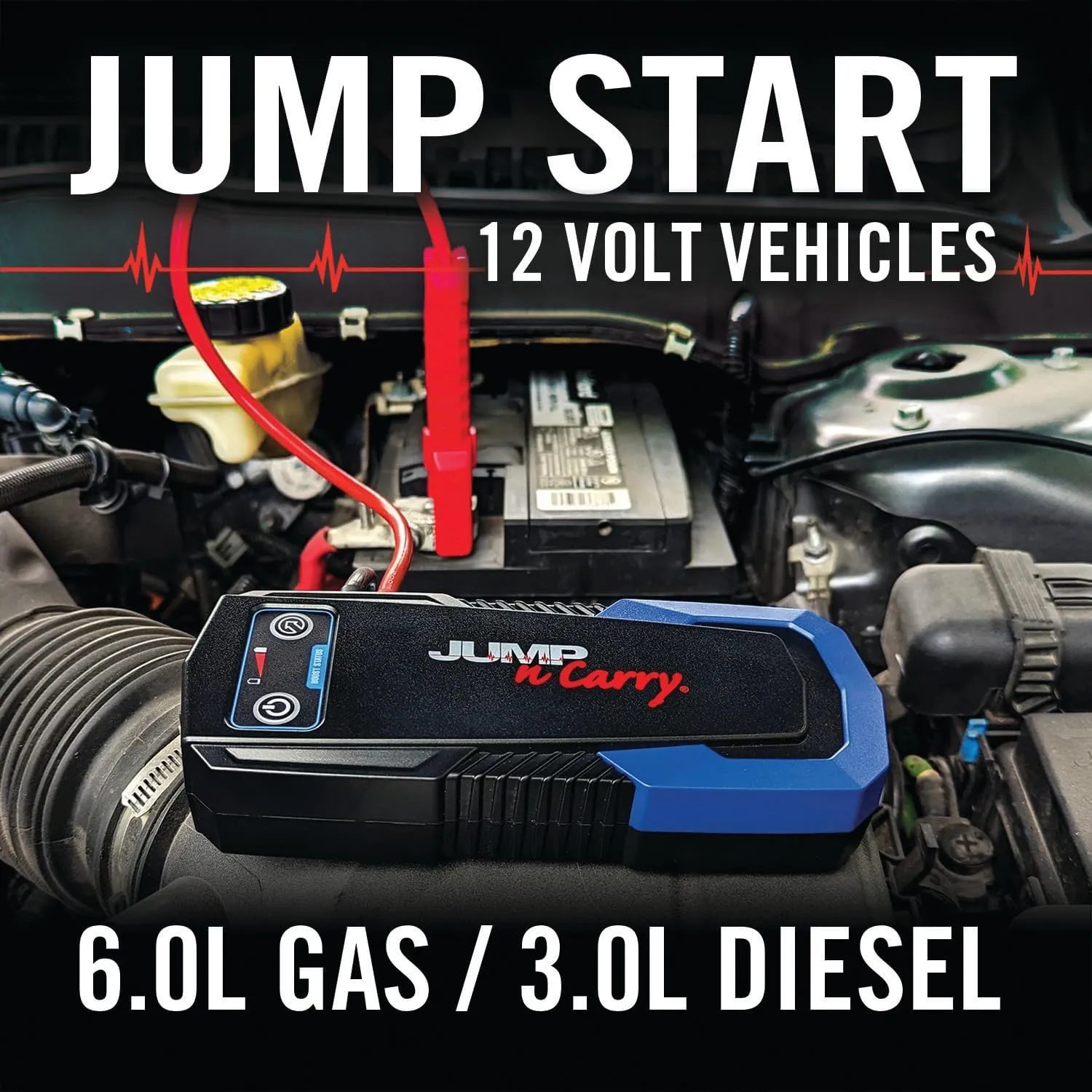 Clore Automotive JNC305 Jump-N-Carry 1000A 12 Volt Jump Starter for up to 6.0L Gasoline and 3.0L Diesel Engines