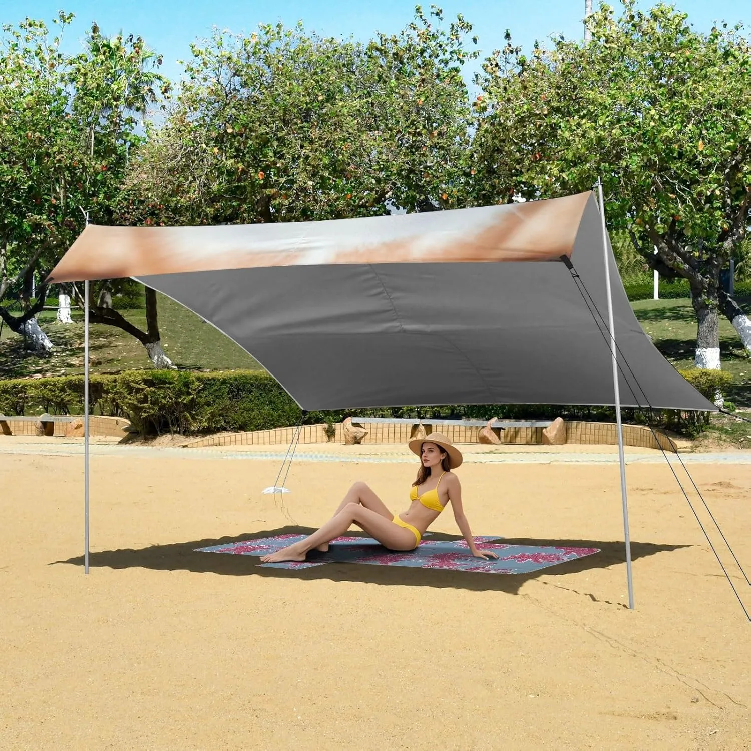 Close Up Dog Nose Funny Canopy Tent Beach Sun Shade Outdoor Patio Funny Camping Sun Shelter 9.2 × 10.5 FT Canopies with Poles Sand Anchor