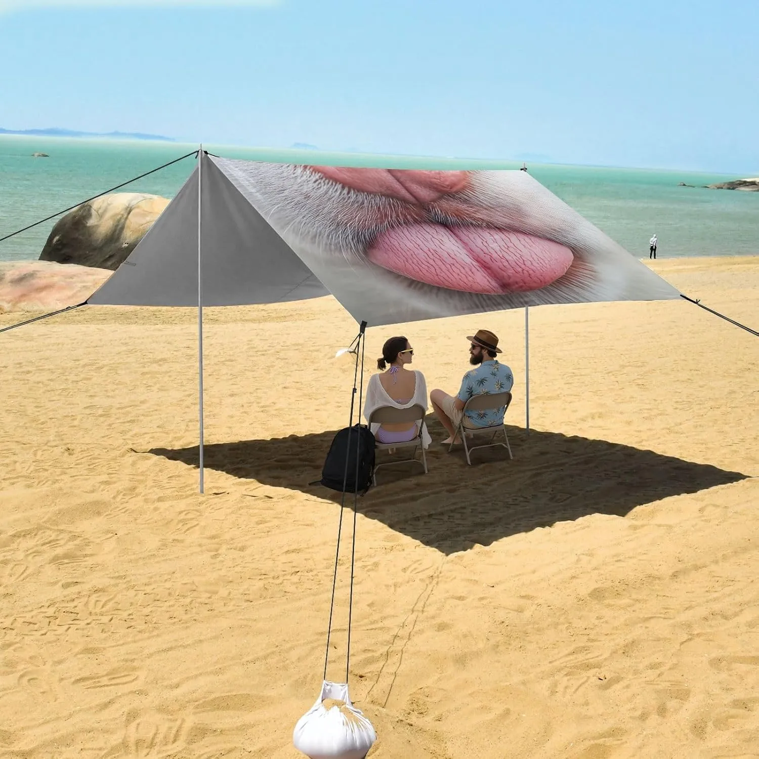 Close Up Dog Nose Funny Canopy Tent Beach Sun Shade Outdoor Patio Funny Camping Sun Shelter 9.2 × 10.5 FT Canopies with Poles Sand Anchor
