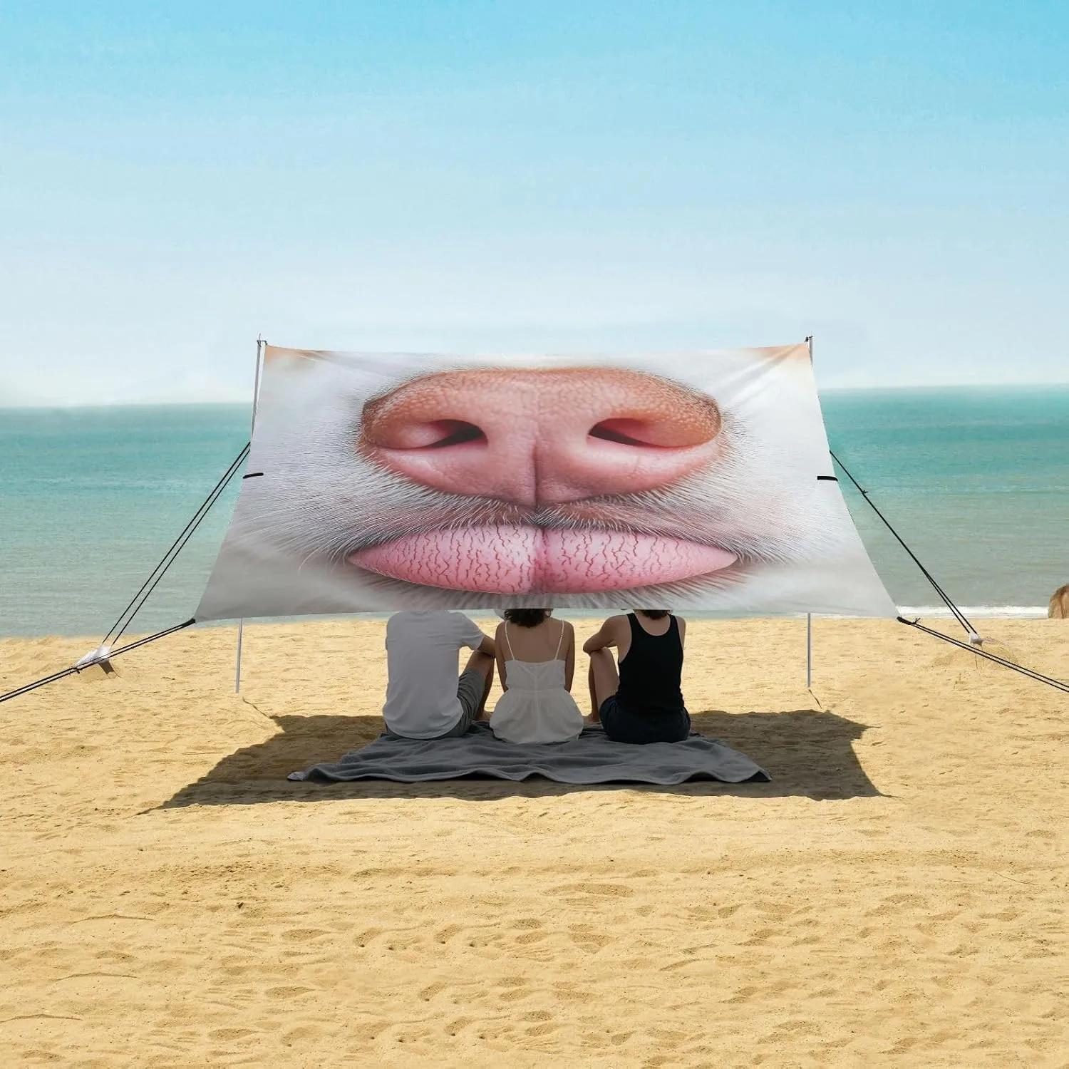 Close Up Dog Nose Funny Canopy Tent Beach Sun Shade Outdoor Patio Funny Camping Sun Shelter 9.2 × 10.5 FT Canopies with Poles Sand Anchor