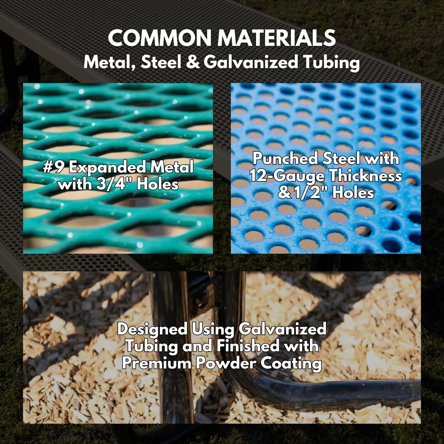 Coated Outdoor Furniture Heavy-Duty Portable Outdoor Picnic Table, Thermoplastic Coated Punched Steel Commercial-Grade Patio Dining Furniture Made in America (6ft Rectangular, Light Blue)