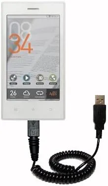 Coiled Power Hot Sync USB Cable for The Cowon Z2 Plenue with Both Data and Charge Features - Uses TipExchange Technology