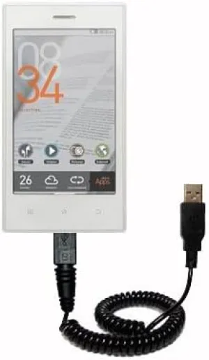 Coiled Power Hot Sync USB Cable for The Cowon Z2 Plenue with Both Data and Charge Features - Uses TipExchange Technology