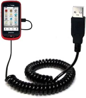 Coiled Power Hot Sync USB Cable for The Pantech Hotshot with Both Data and Charge Features - Uses TipExchange Technology