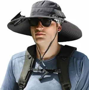 Colitt Fishing hat, Solar Powered Fan Hat, Wide Brim Solar Fan Hat Outdoor Fishing, Removable USB Charging Fan
