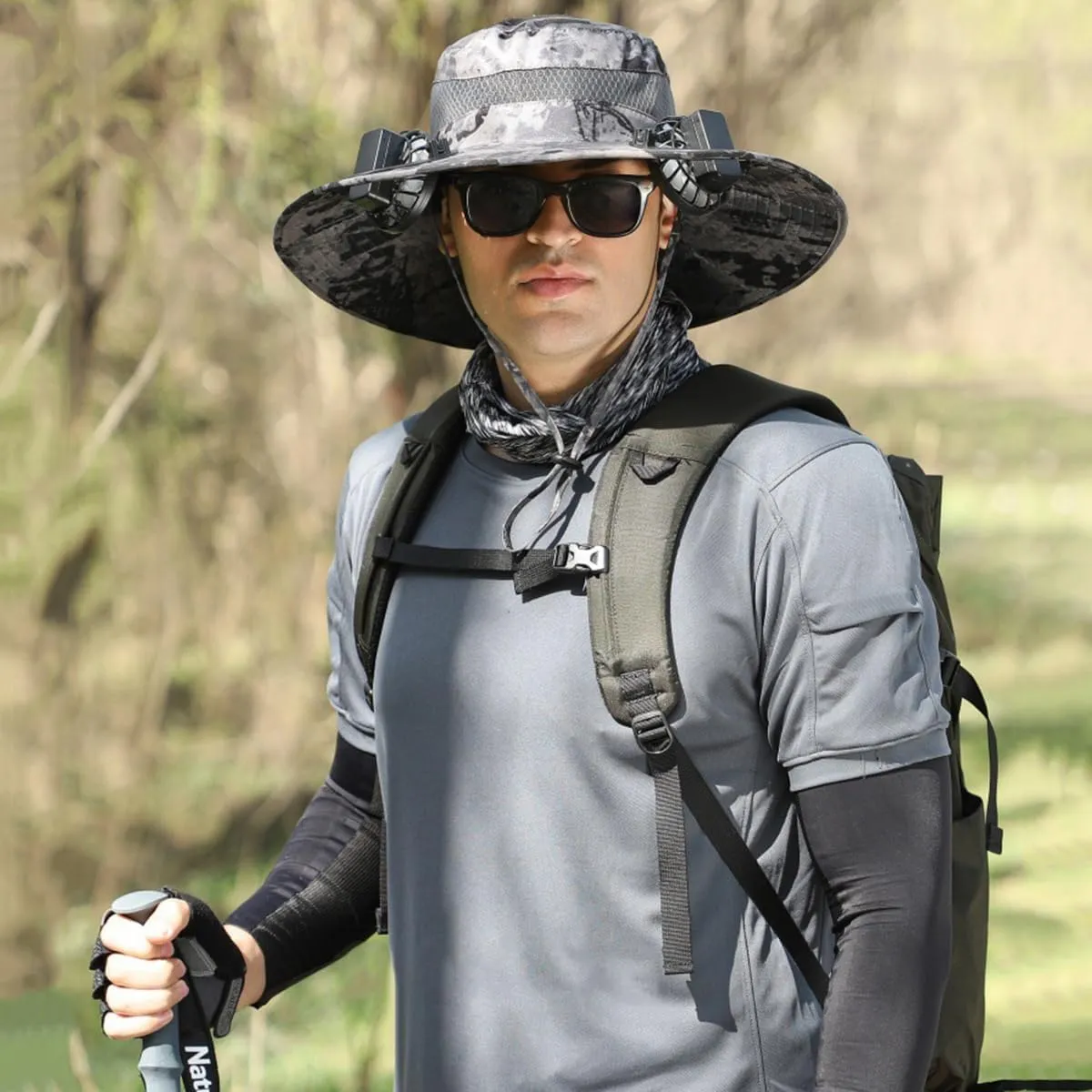 Colitt - Fishing Hat with Built in Fan, Accustomas Economicalk Solar Sun Hat Outdoor Adjustable Wide Brim Men Women UPF 50 