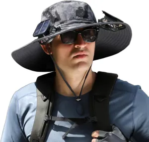 Colitt Fishing Hat with Built in Fan, UPF 50  Sun Protection 2025 Wide Brim Solar Fan Outdoor Fishing Hat-Solar USB Charging