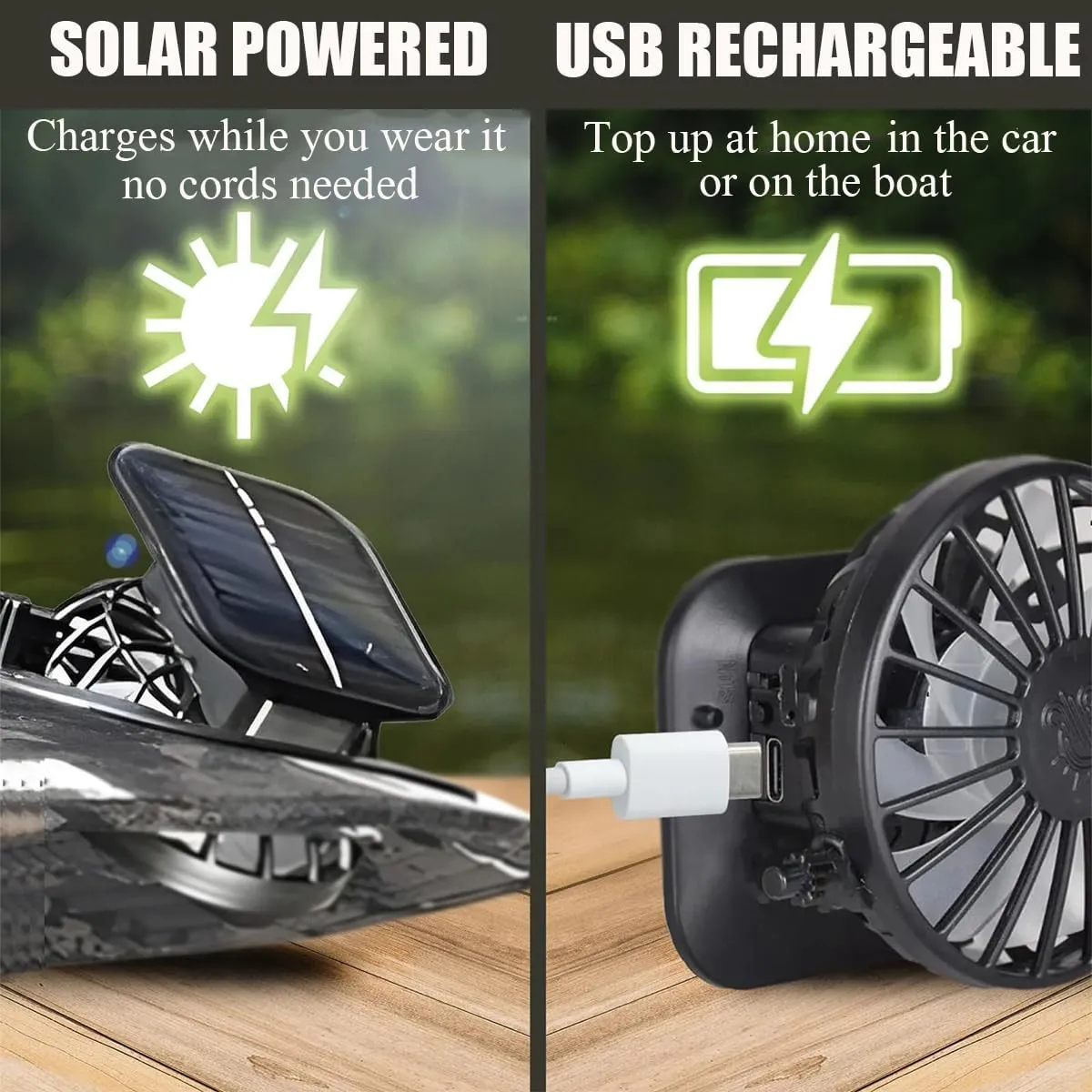 Colitt Fishing Hat with Built in Fan, UPF 50  Sun Protection 2025 Wide Brim Solar Fan Outdoor Fishing Hat-Solar USB Charging