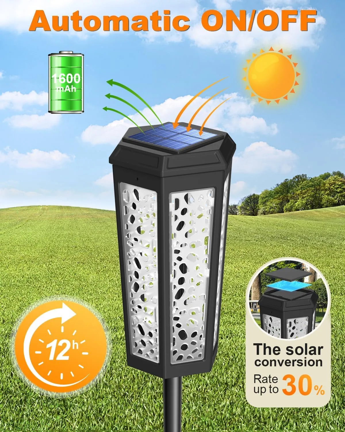 Colored Solar Powered Pathway Landscape Lights Outdoor Cool White & RGB Dusk to Dawn Waterproof for Garden Sideway Outside, Patio, Path, Yard, Walkway, Driveway, 2 Modes 6 Pack Accent Modern Design