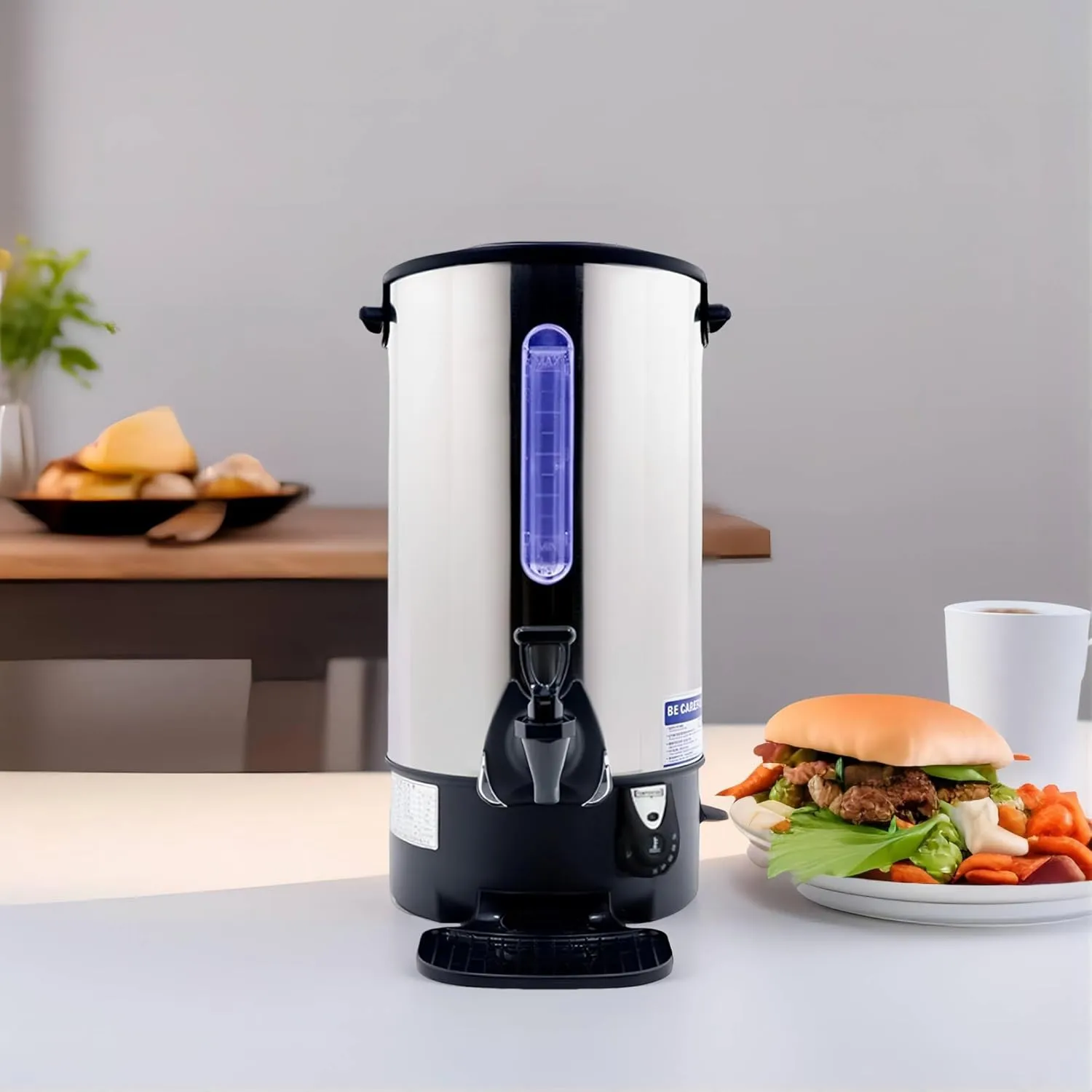 Commercial Electric Kettle Warmer Stainless Steel Hot Water Dispenser Hot Water Boiler And Warmer with Faucet Quick-Temp or Boil for Tea Coffee 1500W 12.9 Liter Capacity