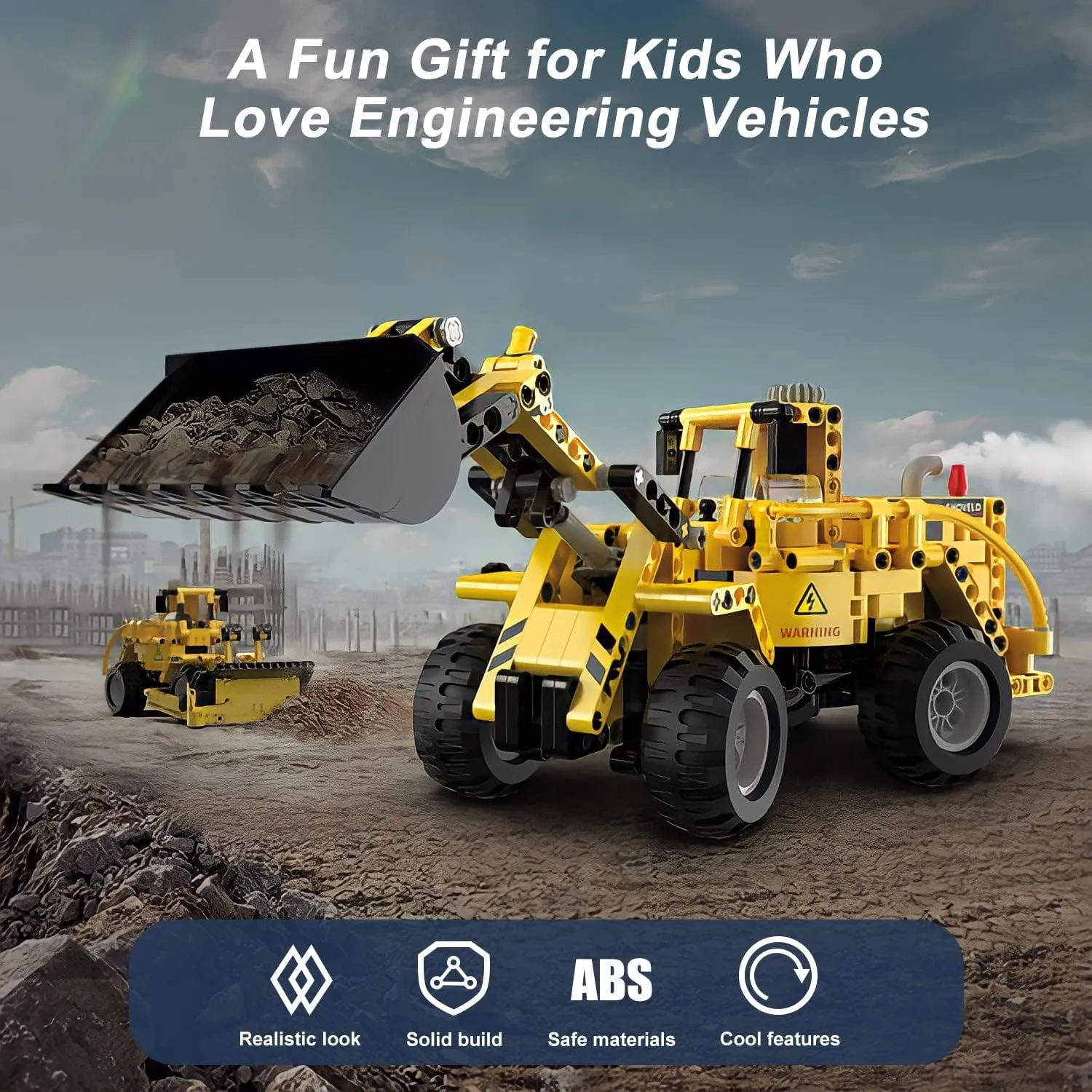 Construction Vehicle Building Toys - 693Pcs 2-in-1 Wheel Loader & Bulldozer Building Bricks Kit for Age 8-12 Boys Kids Birthday Gifts, STEM Engineering Car Building Blocks Set Model