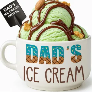 Cool Fathers Day Dad Gifts from Daughter, Novelty Dads Gift for Daddy Dada Father Papa Pop Birthday from Son, Unique New Dad gifts from Wife, Dad's Ice Cream Bowl Presents Set