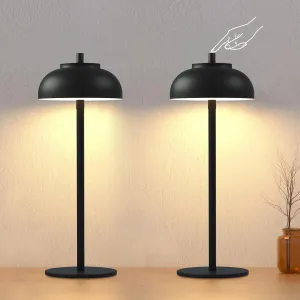 Cordless Table Lamps Rechargeable - 5000mAh Battery Operated Table Lamp, 3 Color Stepless Dimming Portable LED Table Light for Restaurant/Bedroom/Bars/Cafe/Outdoor/Camping(Black 2 Pack)