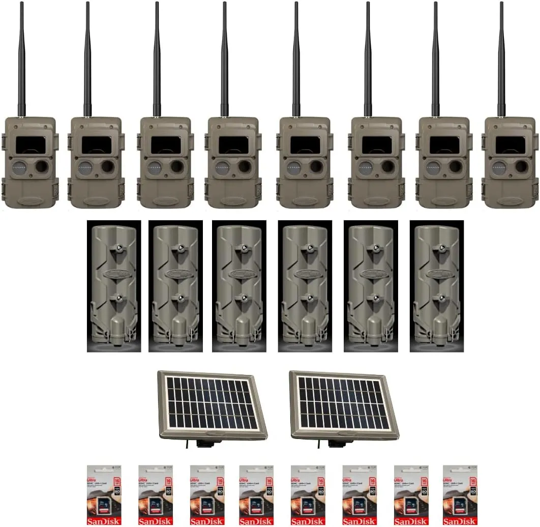 Cuddeback 8 Long Range IR Cameras L Series 6 Battery Power Banks Models PW-3624 2 Solar Power Banks Models PW-3600 8 16GB SD Cards