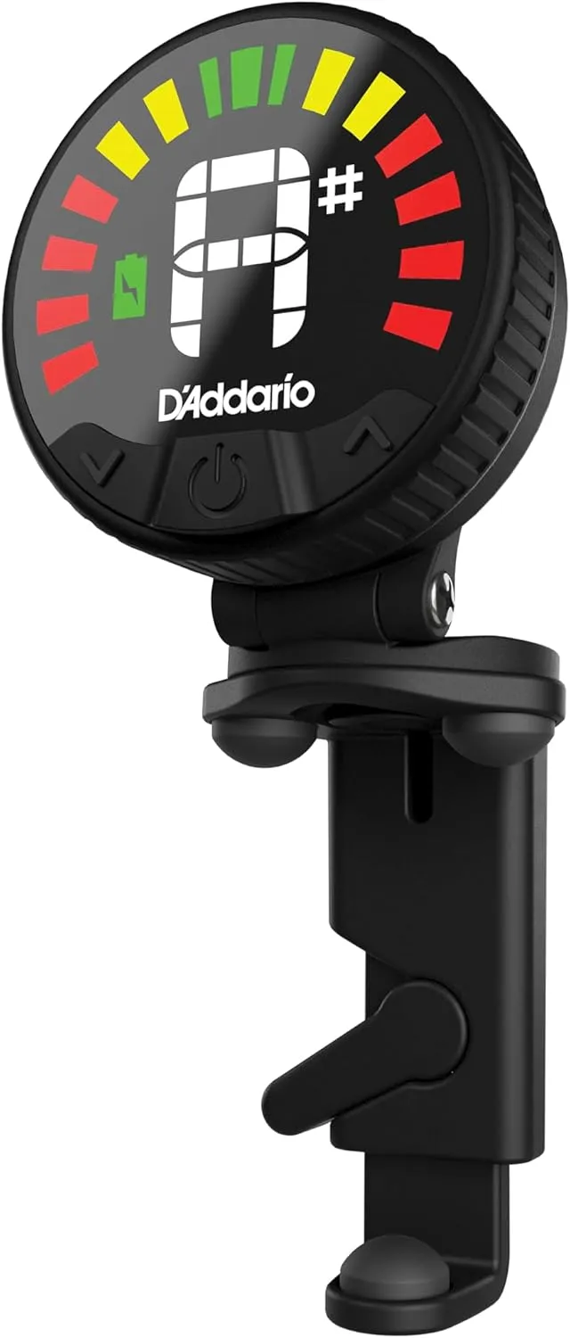 D'Addario Nexxus 360 Rechargeable Violin Tuner - Clip On Tuner for Violin - Auto Powers Off - Adjustable Full Color LED Screen