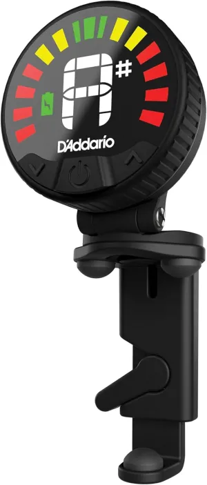 D'Addario Nexxus 360 Rechargeable Violin Tuner - Clip On Tuner for Violin - Auto Powers Off - Adjustable Full Color LED Screen