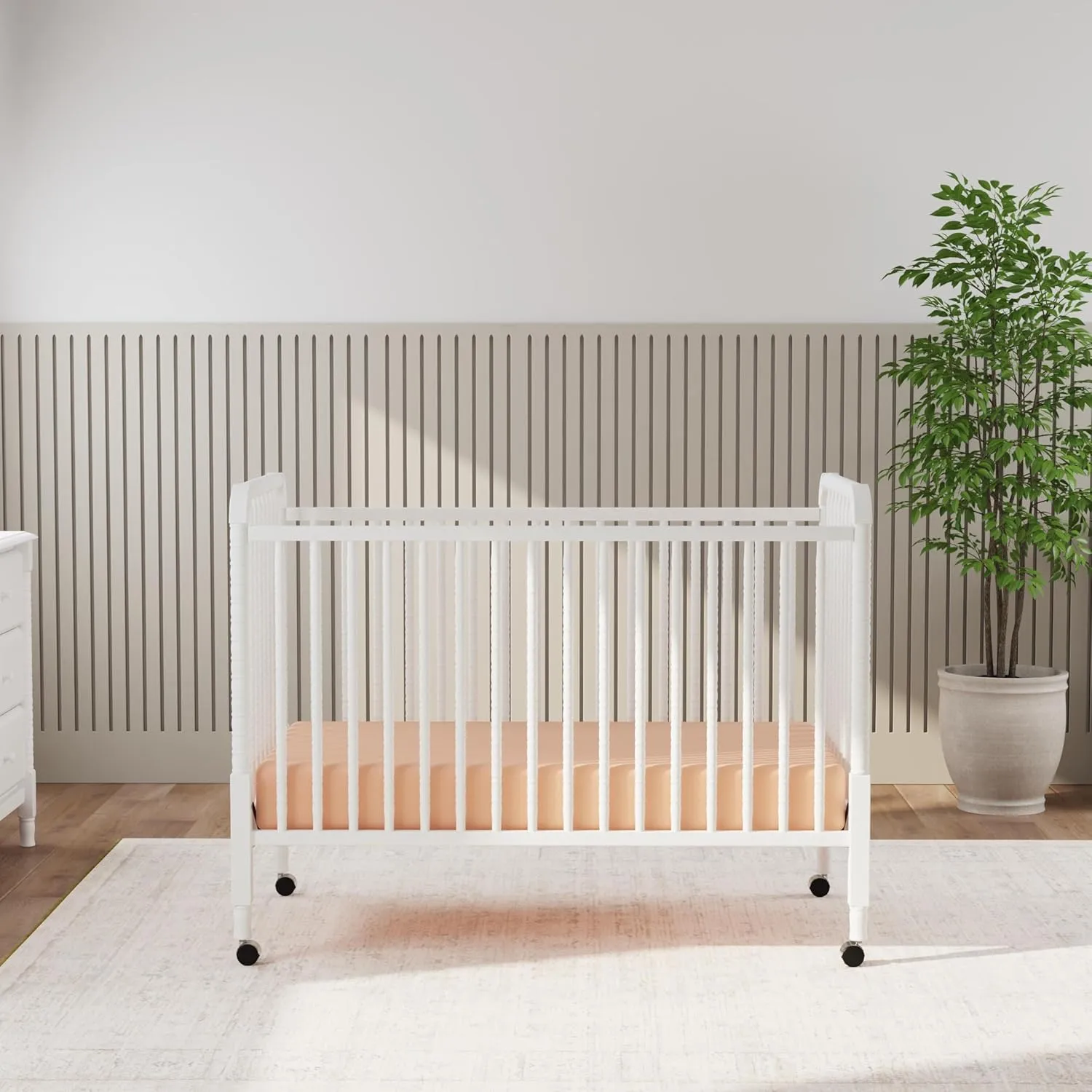 DaVinci Jenny Lind 3-in-1 Convertible Baby Crib - GREENGUARD Gold Certified Portable Crib - Convertible Crib to Toddler Bed and Daybed - 4 Adjustable Heights - Easy to Assemble White Wooden Crib