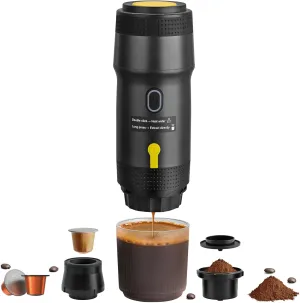Deceaynico Portable Espresso Maker with Intelligent Anti-Dry Burn,25Bar Self-Heating 7Min Electric Mini Coffee Maker,compatible with NS/DG Capsules & Ground Coffee for Travel,RV,Office & Home
