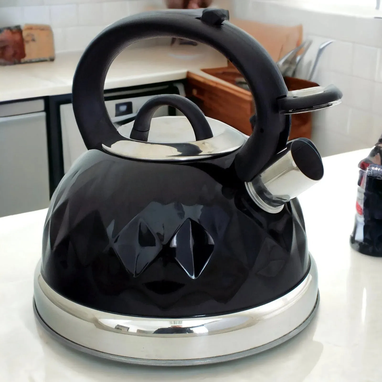 DEMO - Voche® Black 3L Stainless Steel Diamond Whistling Kettle Gas Electric Induction