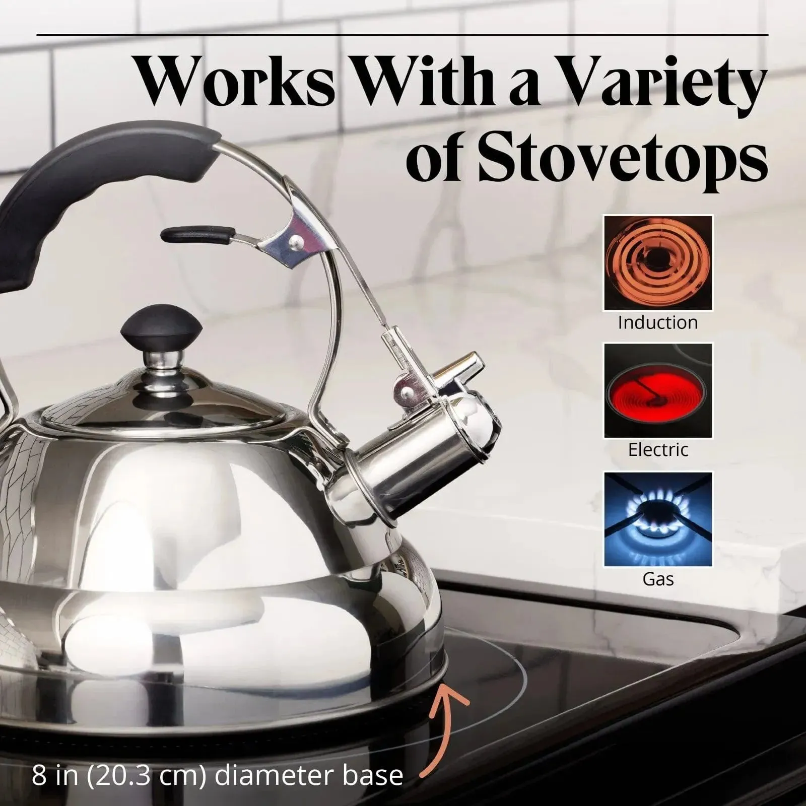 DEMO - Whistling Kettle & Tea Strainer 3L Stainless Steel