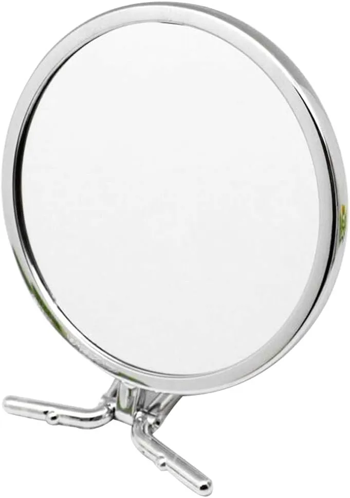 Desktop Makeup Vanity Mirror,5X Magnification Beauty Mirror Portable Cosmetic Mirror Two-Sided Bathroom Mirror,Silver (Silver 6inch/15cm) (Silver 6inc