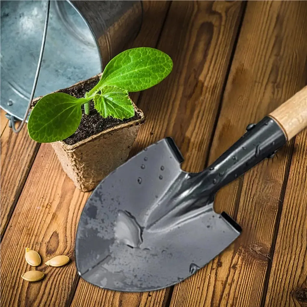 Digging Shovel Mini D Wood Handle Shovels Kids Trowel Waterproof Rustproof Garden Scoop Beach Camping Outdoor Small