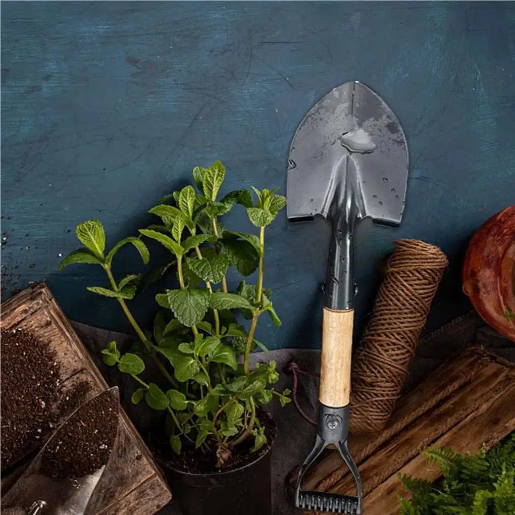 Digging Shovel Mini D Wood Handle Shovels Kids Trowel Waterproof Rustproof Garden Scoop Beach Camping Outdoor Small