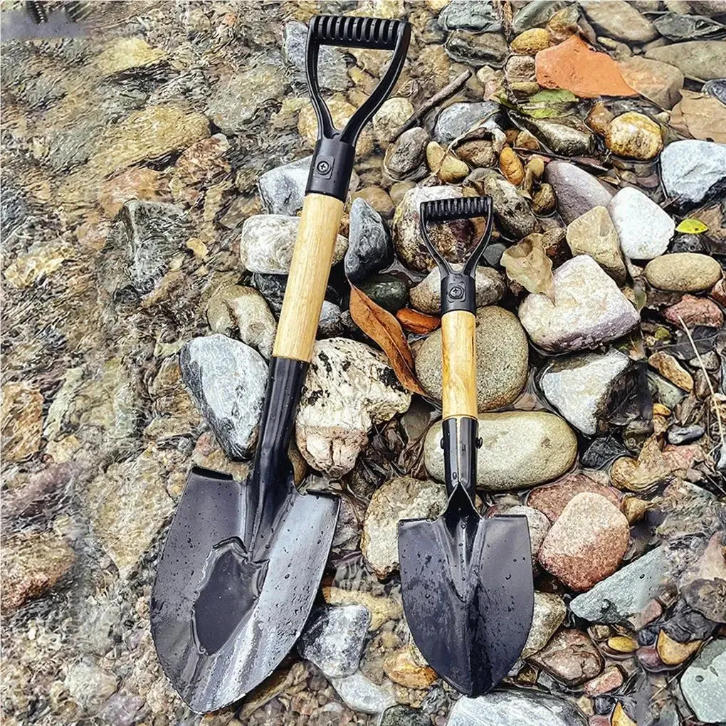 Digging Shovel Mini D Wood Handle Shovels Kids Trowel Waterproof Rustproof Garden Scoop Beach Camping Outdoor Small