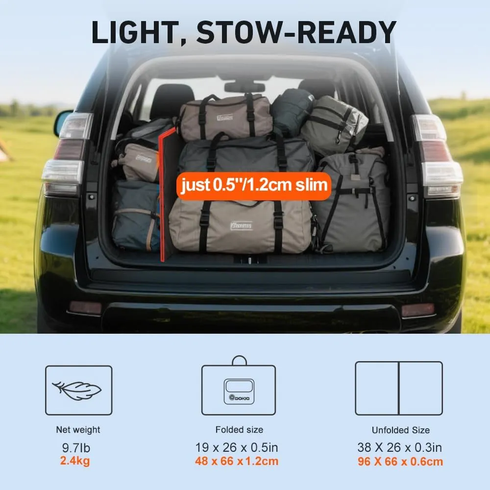 DOKIO 100w 18v Portable Foldable Solar Panel Kit (21x28inch, 5.9lb),Solar Controller 2 USB Output to Charge 12v Batteries/Power Station (AGM, Lifepo4) Rv Camping Trailer Emergency Power