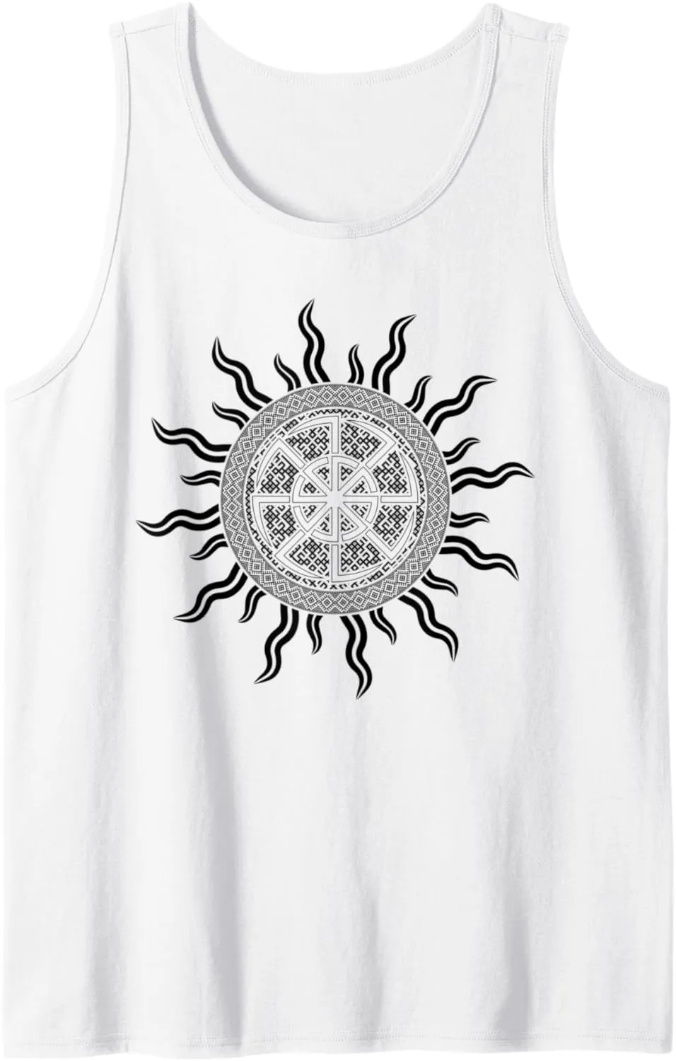 Double Kolovrat Slavic Heritage Sun God Deity Symbol Black Tank Top
