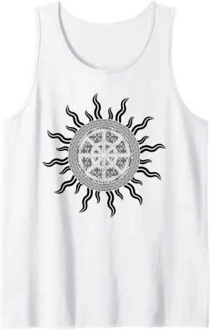 Double Kolovrat Slavic Heritage Sun God Deity Symbol Black Tank Top