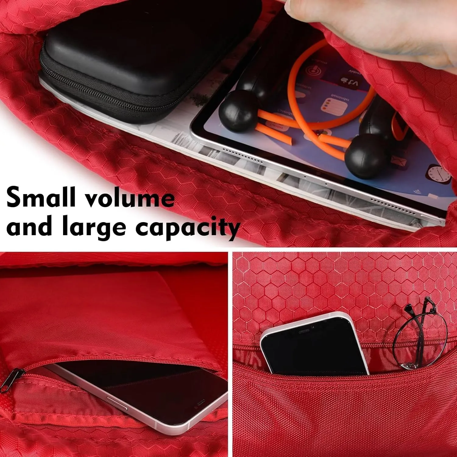 Drawstring Backpack Sport Gym Sackpack Bag Basketball Bag Leisure Hiking Yoga Dance Travel Camping Team Work Bag Red Medium