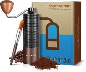 ECORELAX Manual Coffee Grinder - Precision Grinding, Portable, Durable Design for Coffee Aficionados - Enhance Your Brewing Experience