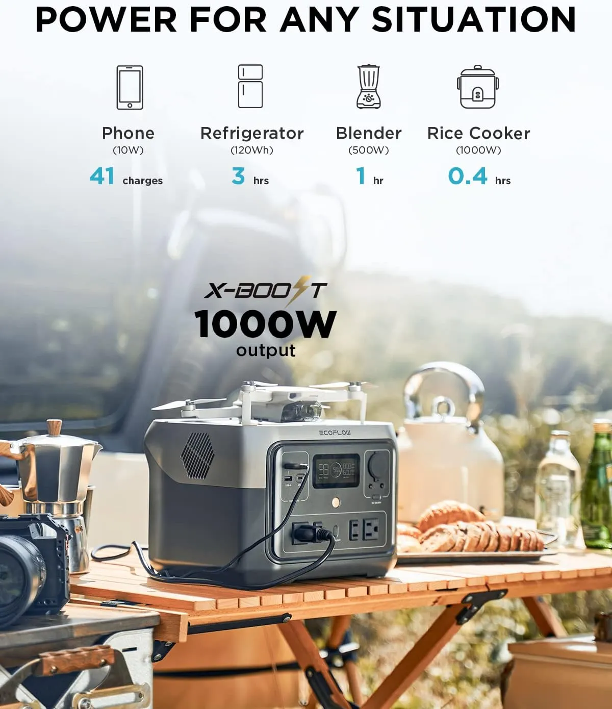 EF ECOFLOW Portable Power Station RIVER 2 Max, 512Wh LiFePO4 Battery/ 1 Hour Fast Charging, Up To 1000W Output Solar Generator (Solar Panel Optional) for Outdoor Camping/RVs/Home Use Black
