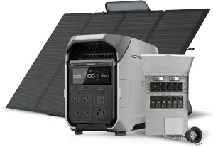EF ECOFLOW Solar Generator 4096Wh DELTA Pro 3 with 400W Portable Solar Panel   Transfer Switch Kit, 120/240V 4000W AC Output, Power Station for Home Use, Emergencies, Power Outages, RVs