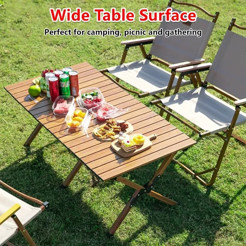Egg Roll Foldable Table Outdoor Folding Table Portable Table Camping Picnic Table Beech Wood Glamping