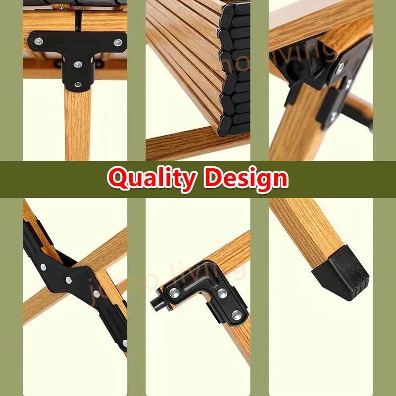 Egg Roll Foldable Table Outdoor Folding Table Portable Table Camping Picnic Table Beech Wood Glamping