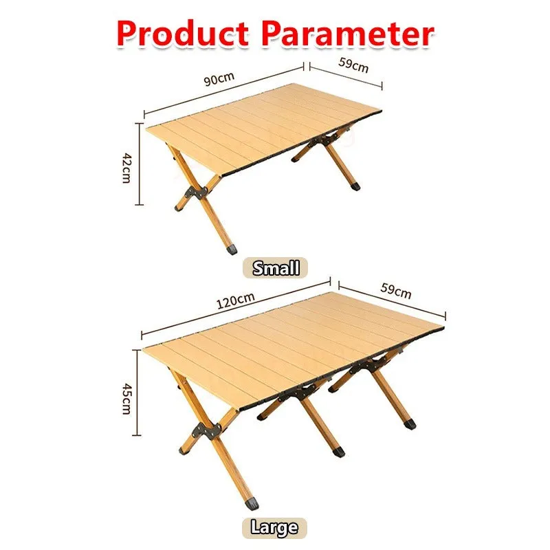 Egg Roll Foldable Table Outdoor Folding Table Portable Table Camping Picnic Table Beech Wood Glamping