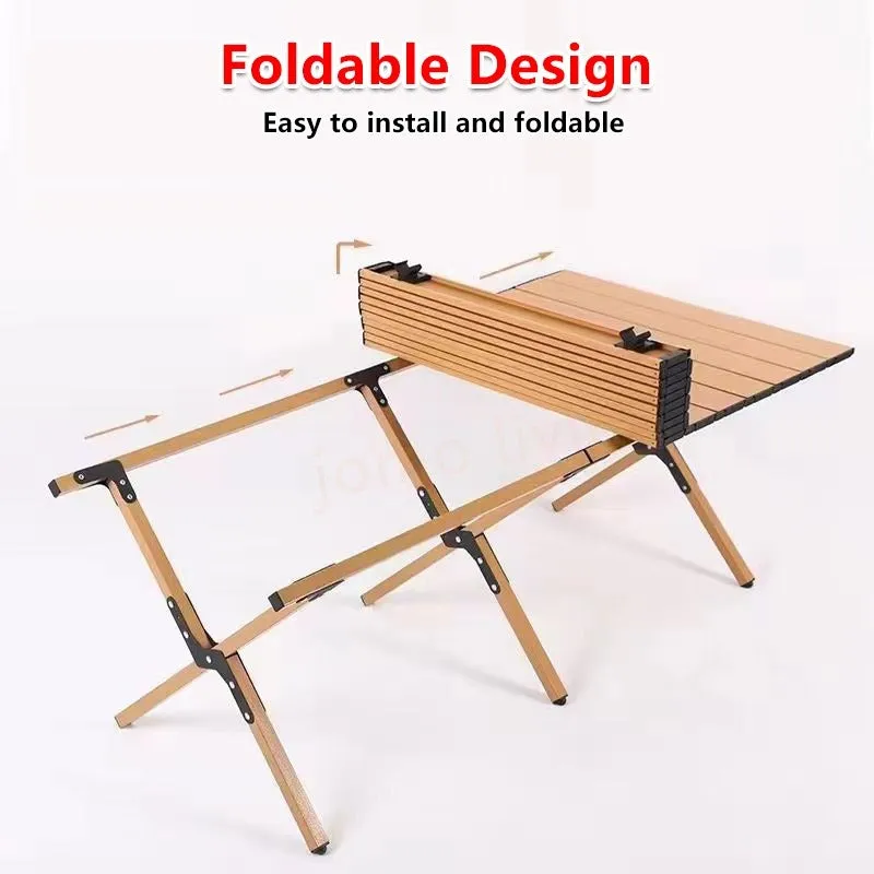 Egg Roll Foldable Table Outdoor Folding Table Portable Table Camping Picnic Table Beech Wood Glamping