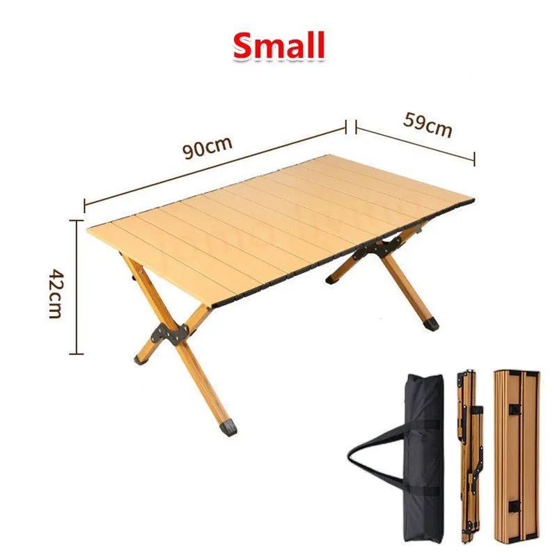 Egg Roll Foldable Table Outdoor Folding Table Portable Table Camping Picnic Table Beech Wood Glamping