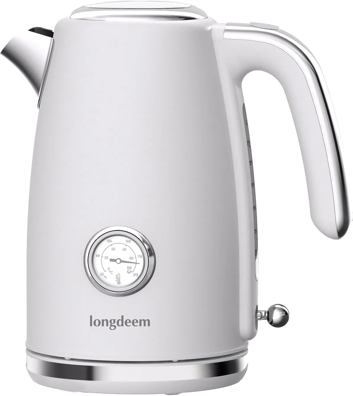 Electric Kettle Quick Heating, Hot Tea Water Boiler with Thermometer 1.7L Stainless Steel Cordless LED Indicator 1500W, Auto Shut Off & Boil Dry Protection, Easy to Clean, White