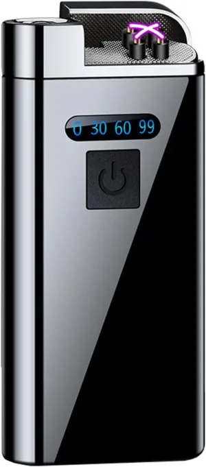 Electric Lighter Arc Plasma Multifunction Flashlight USB Rechargeable Power Display Small Metal Windproof Fashion Box(A)