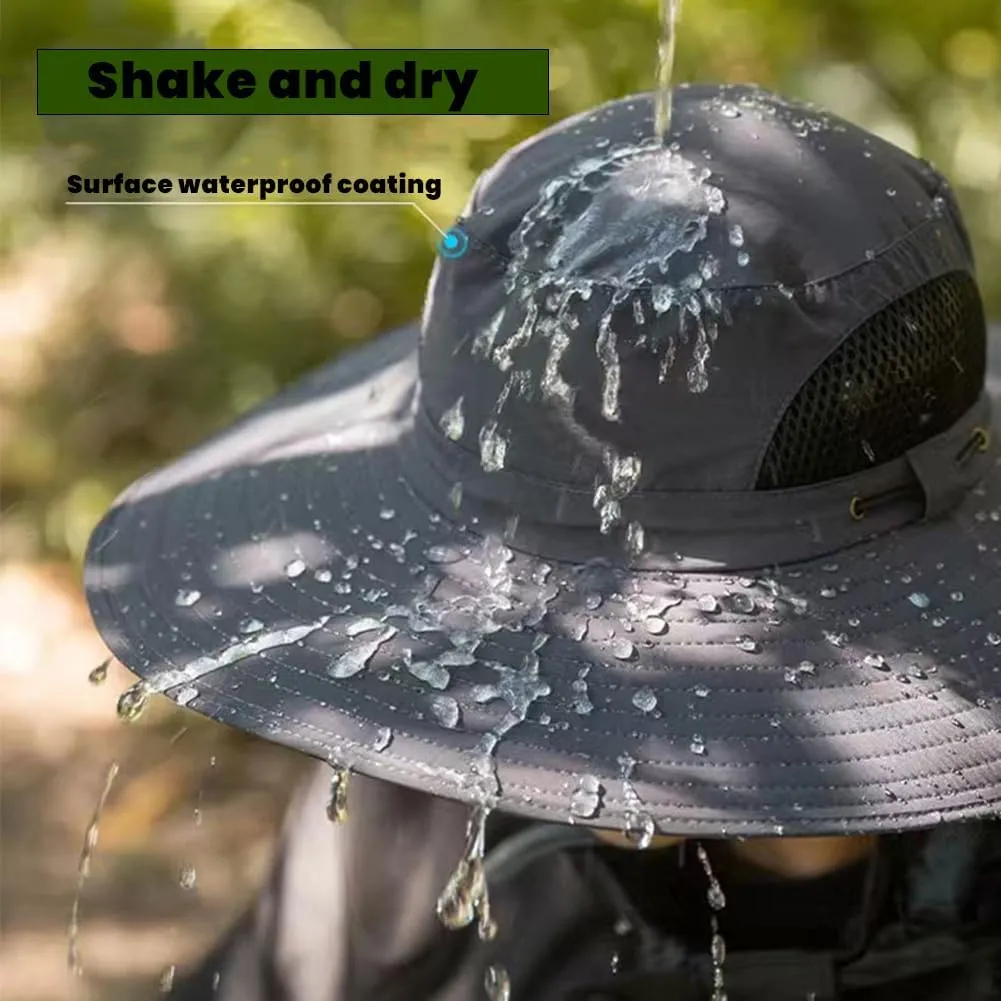 Eligiblek Wide Brim Solar Fan Outdoor Fishing Hat-Solar & USB Charging, Sun Hat with Solar Fan for Men & Women