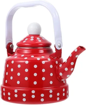 Enamel Camping Kettle, Vintage Tea Pot for Boiling Water, Quick Heating, Heat-Resistant Handle, Compatible with All Stoves, 2L Capacity