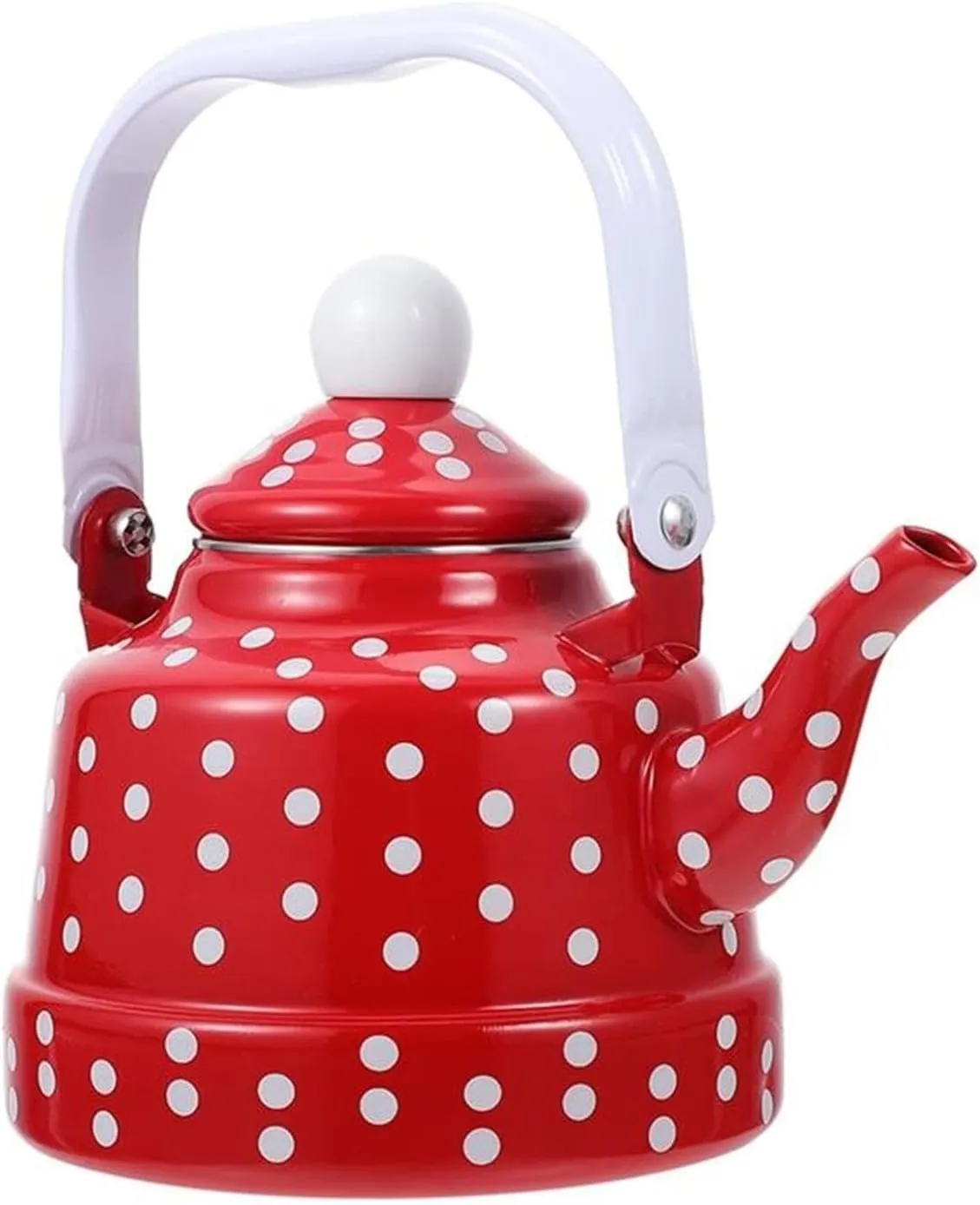 Enamel Camping Kettle, Vintage Tea Pot for Boiling Water, Quick Heating, Heat-Resistant Handle, Compatible with All Stoves, 2L Capacity