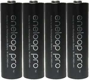 Eneloop 0B-EYUA-4XDI Pro AA High Capacity Ni-MH Pre-Charged Rechargeable Battery with Holder Pack of 4