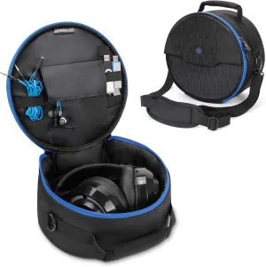 ENHANCE Portable Headphone Case for Wired & Wireless Headsets - Universal Headset Case Compatible with PlayStation, Beats, Bose & Gaming Headphones - Accessory Storage, Strap & Carrying Handle - Blue